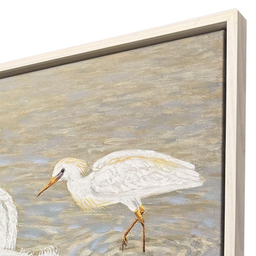 Herons and Egrets Distressed White Floater Frame Wall Art