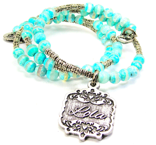 Lola Victorian Scroll Microcrystalline Quartz Wrap Agate Stone Bracelet