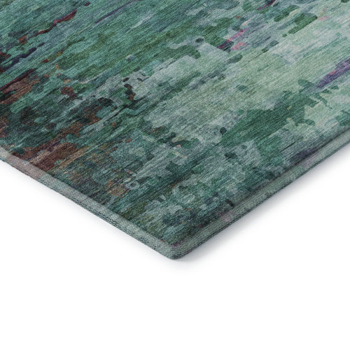 5' X 8' Teal And Plum Abstract Washable Area Rug With UV Protection