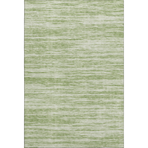 9' X 12' Artichoke Green And Ivory Striped Washable Area Rug With UV Protection