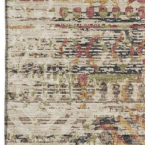 5' X 8' Beige Charcoal And Copper Moroccan Washable Area Rug With UV Protection