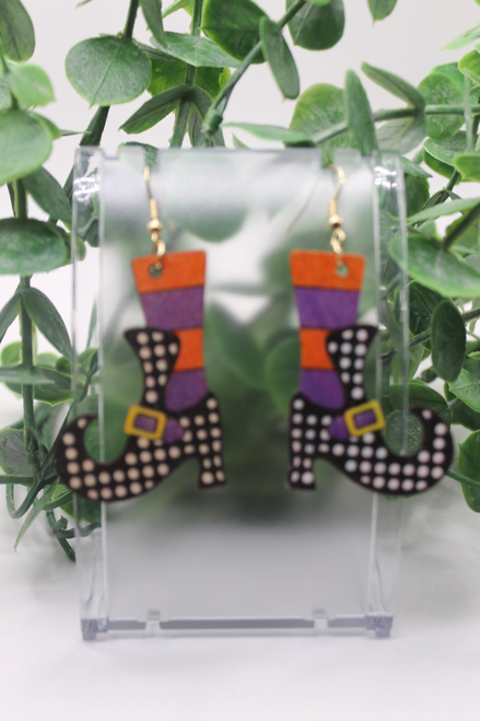 Witch Shoes || Wood Dangle Earrings || Hypoallergenic