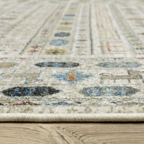 10' X 13' Ivory Tan And Gray Tribal Area Rug
