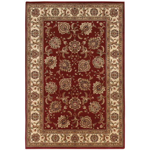 4' X 6' Ivory and Red Oriental Area Rug