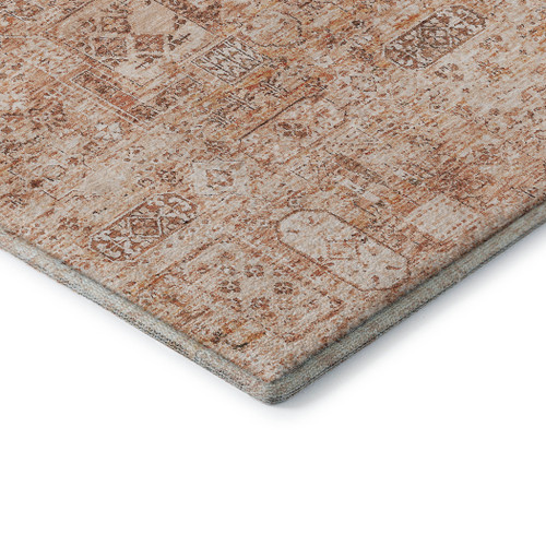 10' X 14' Salmon Gray And Ivory Floral Washable Area Rug With UV Protection