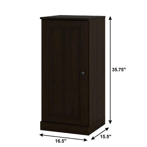 17" Espresso Solid Wood Free Standing Single Door Linen Cabinet