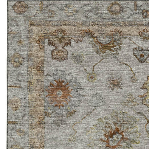 10' X 14' Taupe And Beige Oriental Washable Area Rug With UV Protection