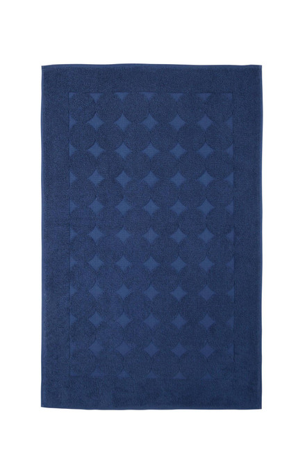 24" X 35" Navy Blue Tone on Tone Polka Dot Turkish Cotton Bath Rug