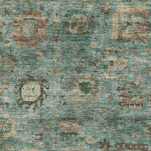 8' X 10' Blue And Teal Blue Abstract Washable Indoor Outdoor Area Rug