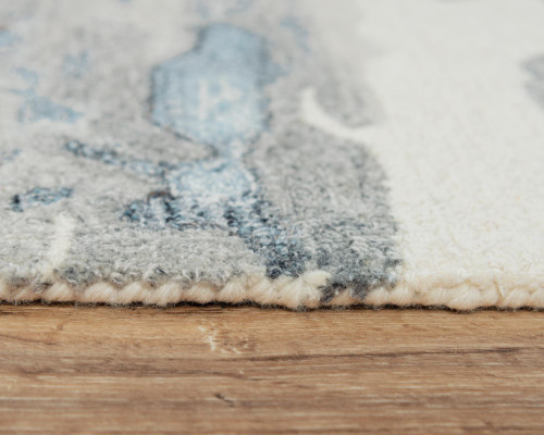 5' X 8' Gray Blue And Ivory Abstract Hand Tufted Area Rug