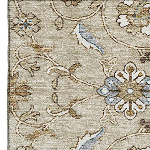 3' X 5' Beige Gray And Ivory Moroccan Washable Area Rug With UV Protection