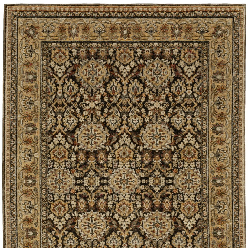 5' X 7' Brown And Gold Oriental Area Rug