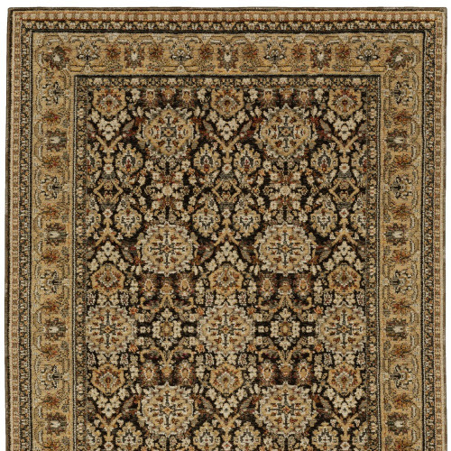 5' X 7' Brown And Gold Oriental Area Rug