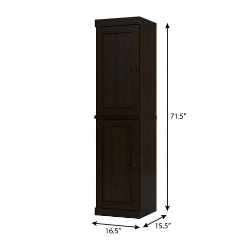 17" Espresso Solid Wood Free Standing Double Door Linen Cabinet