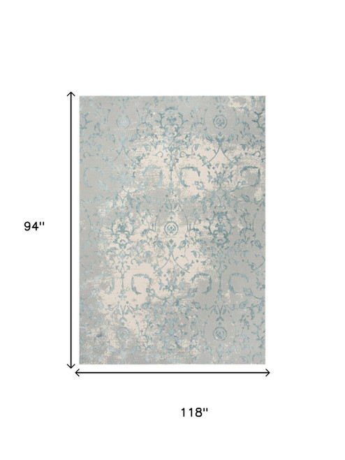 8' X 10' Gray And Blue Trellis Area Rug