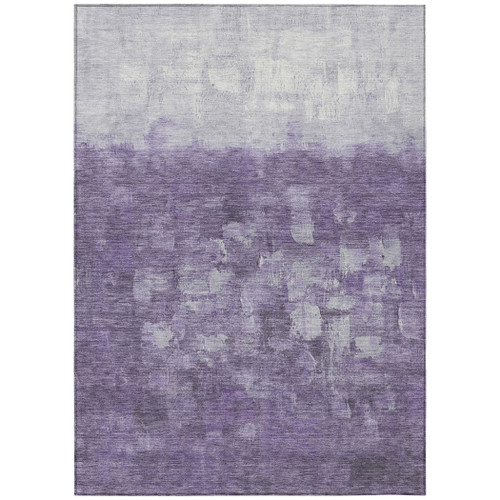 8' X 10' Purple And Silver Abstract Washable Indoor Outdoor Area Rug
