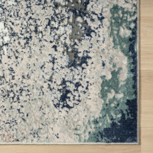 8' Gray And Blue Abstract Distressed Runner Rug
