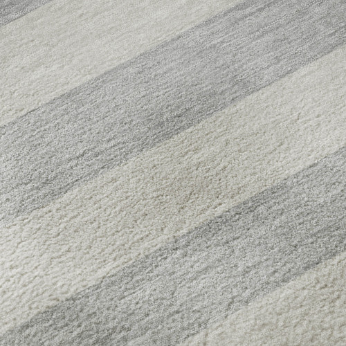 5' X 8' Pewter And Gray Striped Washable Area Rug With UV Protection