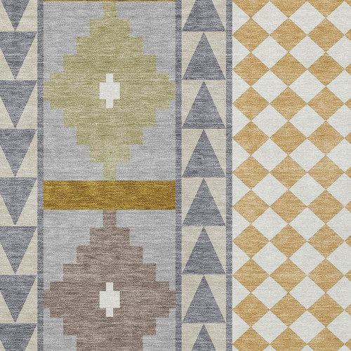 8' X 10' Gray And Beige Southwestern Washable Indoor Outdoor Area Rug