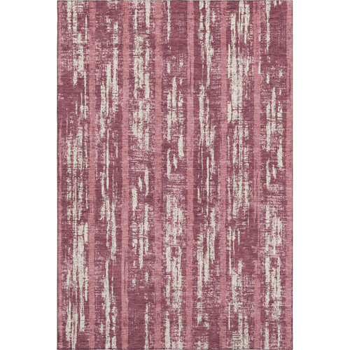 5' X 8' Blush And Ivory Striped Washable Area Rug With UV Protection