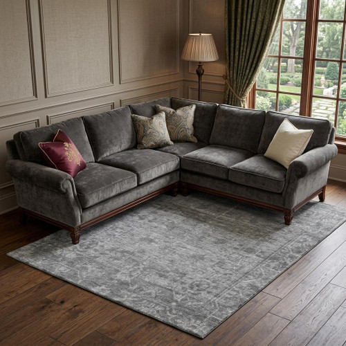 10' X 14' Gray And Silver Oriental Washable Area Rug With UV Protection