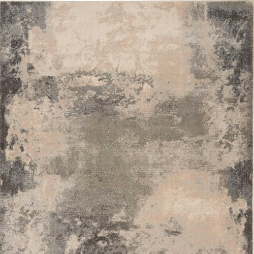 9' X 13' Ivory Black And Gray Abstract Non Skid Area Rug