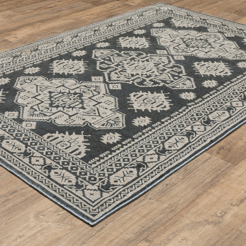 10' X 13' Blue And Gray Medallion Area Rug