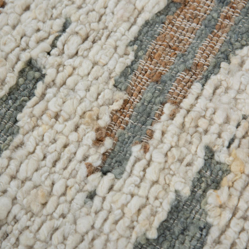 9' X 12' Gray Blue Ivory And Orange Wool Southwestern Hand Tufted Area Rug