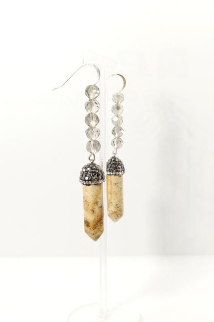 Jasper and Crystal Drop Earrings