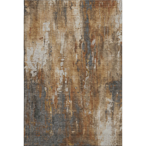 9' X 12' Rust Charcoal And Ivory Abstract Washable Area Rug With UV Protection