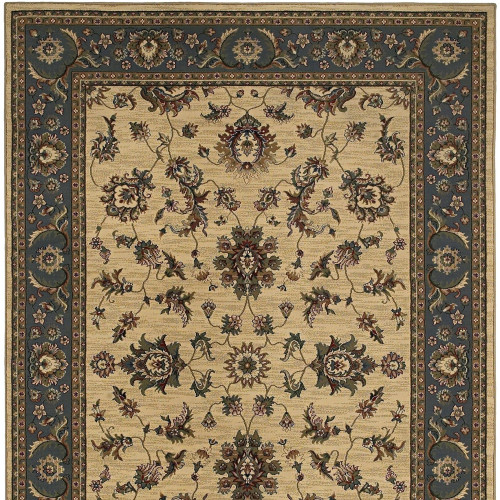 8' X 11' Ivory And Blue Oriental Area Rug