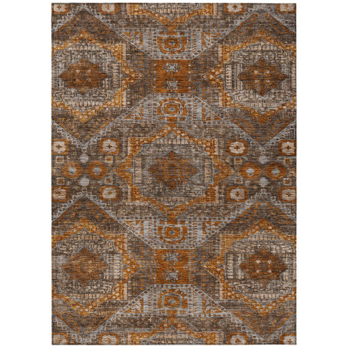 10' X 14' Copper Brown And Gray Moroccan Washable Indoor Outdoor Area Rug