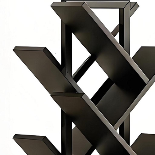 48" Black Wood Sixteen Tier Etagere Bookcase