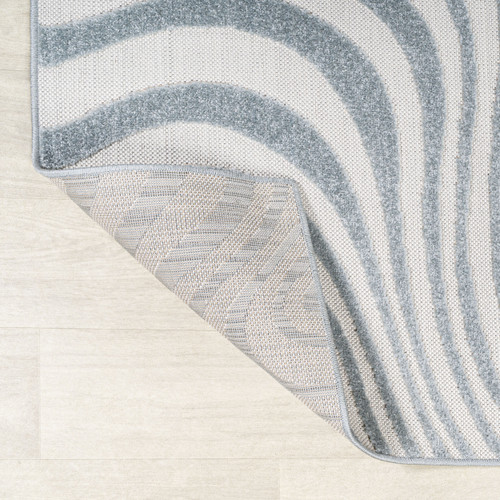 6' Light Blue And Ivory Square Abstract Indoor Outdoor Area Rug