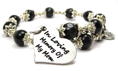 In Loving Memory Of My Mom Cat's Eye Beaded Wrap Bracelet