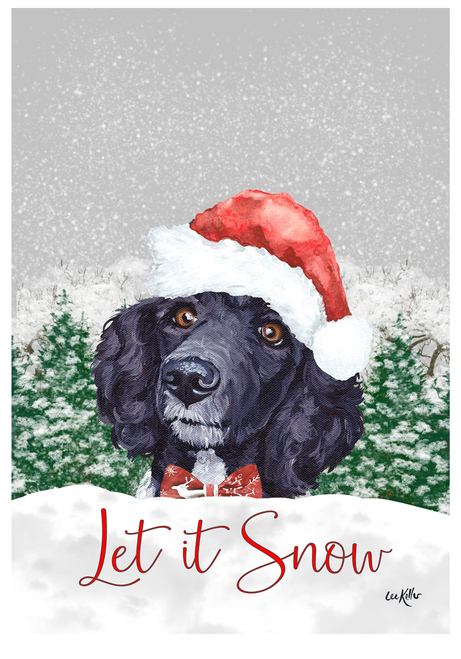 Poodle Black - Hippie Hound Studios Christmas  House and Garden Flags