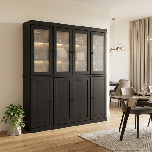 72" Black Solid Wood 8 Pantry Or Storage Closet