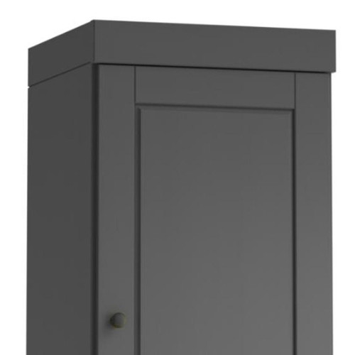 17" Gray Solid Wood Free Standing Double Door Linen Cabinet