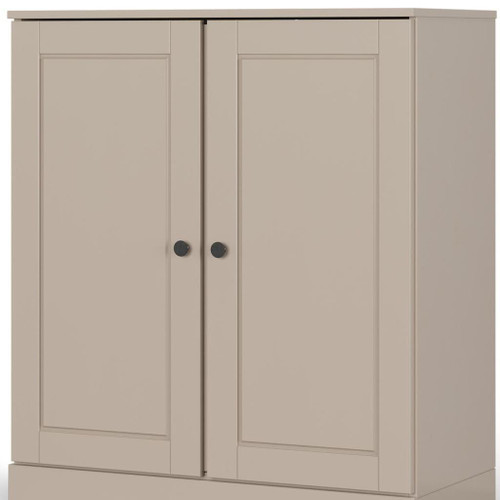32" Beige Solid Wood Free Standing Double Door Linen Cabinet