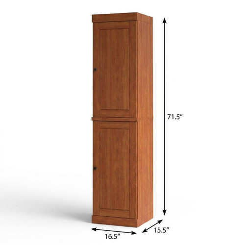 17" Coffee Solid Wood Free Standing Double Door Linen Cabinet