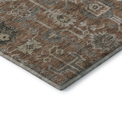 9' X 12' Rust Gray And Charcoal Oriental Washable Area Rug With UV Protection
