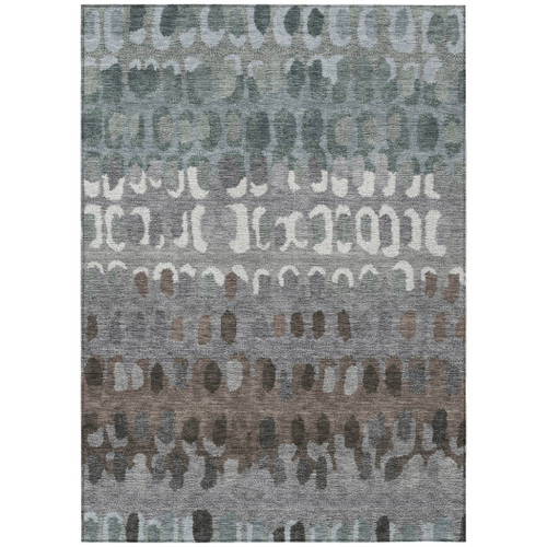 10' X 14' Green And Fern Green Geometric Washable Indoor Outdoor Area Rug