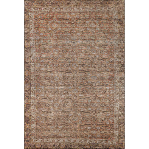 8' X 10' Copper And Beige Oriental Washable Area Rug With UV Protection