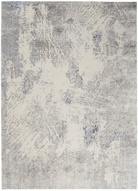 8' X 11' Ivory Blue And Gray Abstract Non Skid Area Rug