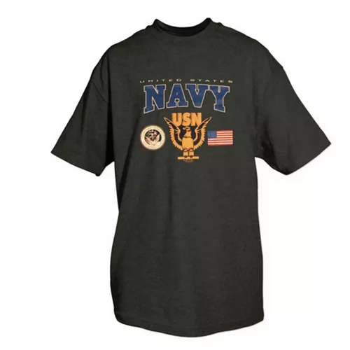 USN With Logos T-Shirt Black
