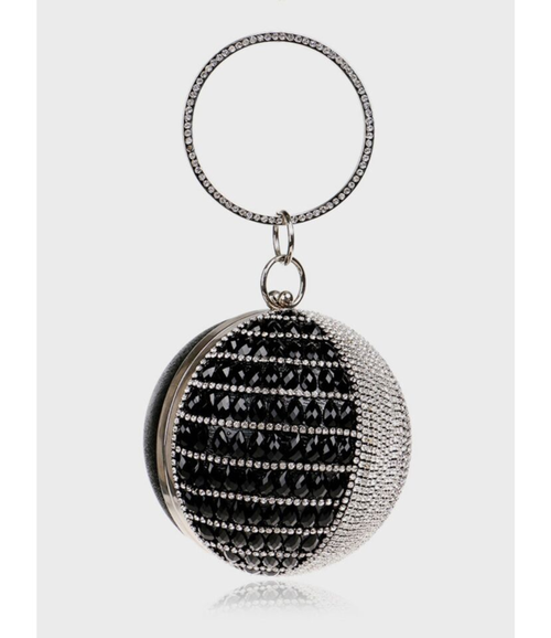 Round Crystal Evening Clutch Bag