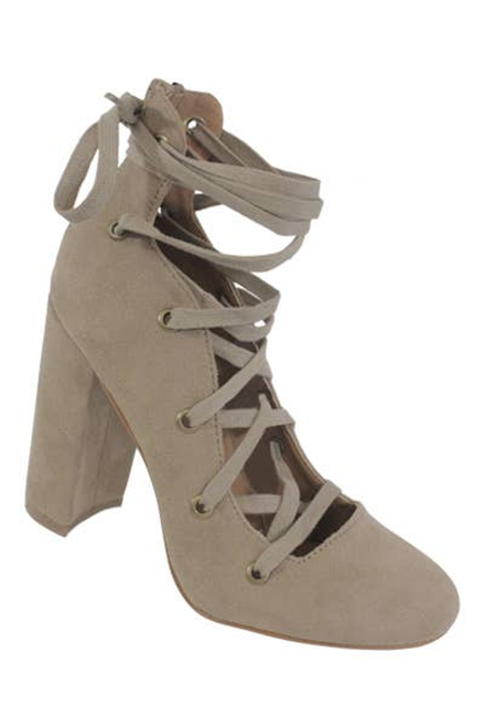 close out Yoki Womens Suede High Heel closed Pumps laced
