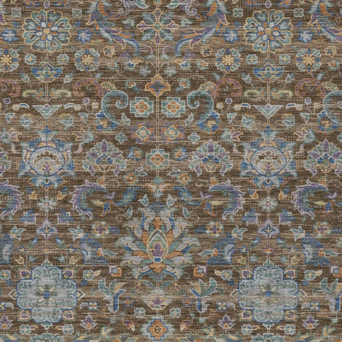 5' X 8' Chocolate And Brown Floral Medallion Washable Indoor Outdoor Area Rug