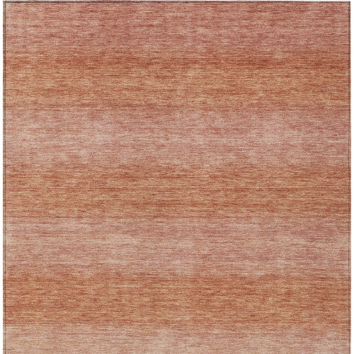 3' X 5' Terra Cotta And Peach Striped Washable Indoor Outdoor Area Rug