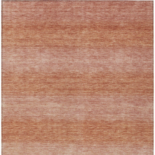 3' X 5' Terra Cotta And Peach Striped Washable Indoor Outdoor Area Rug